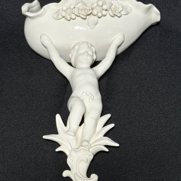 Ardalt Vintage 10" White Porcelain Cherub Wall Pocket Planter 1950-60's Japan - Picture 9 of 10